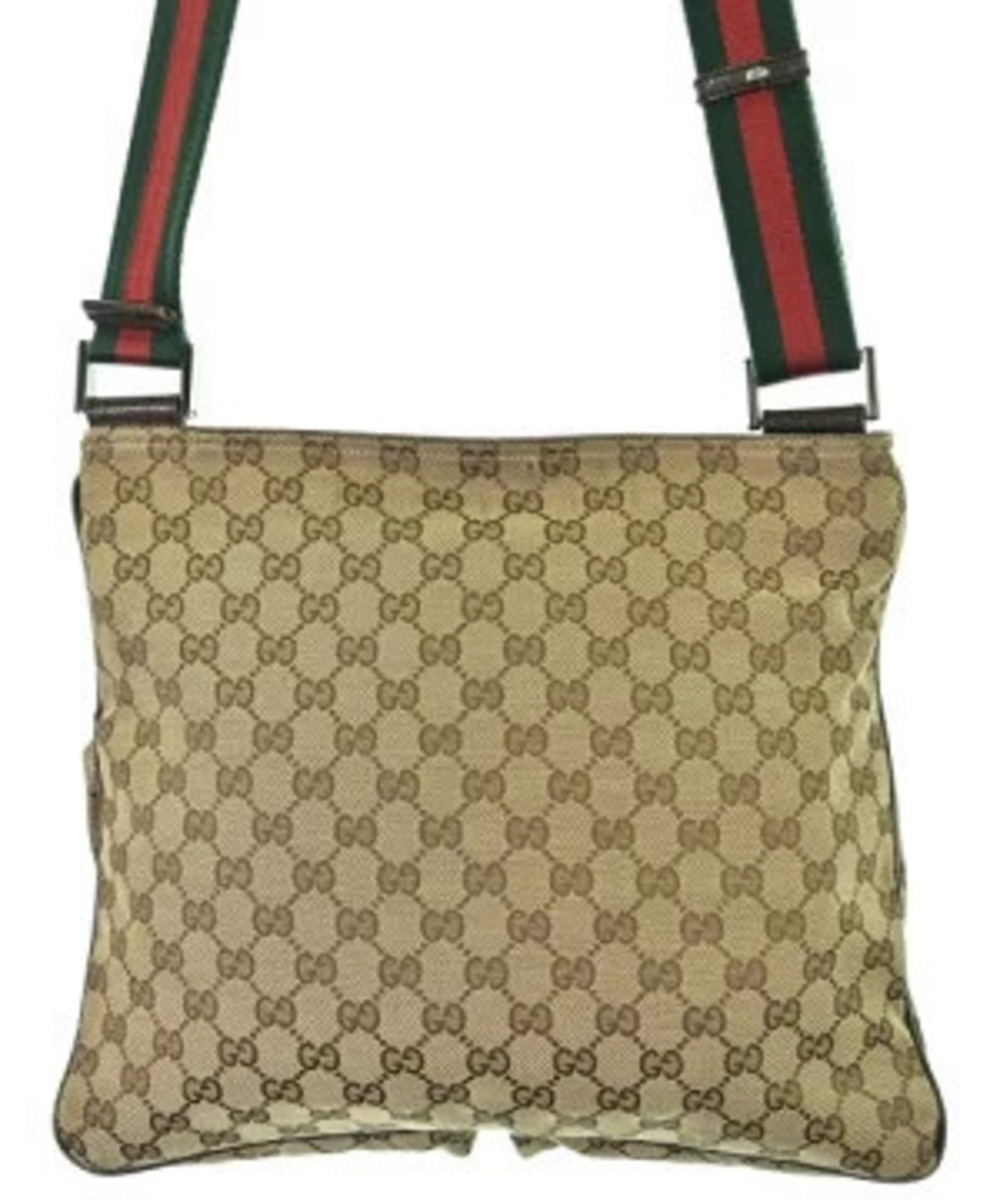 Gucci Canvas Web Brown Pocket Bag GG Double Messenger Brown